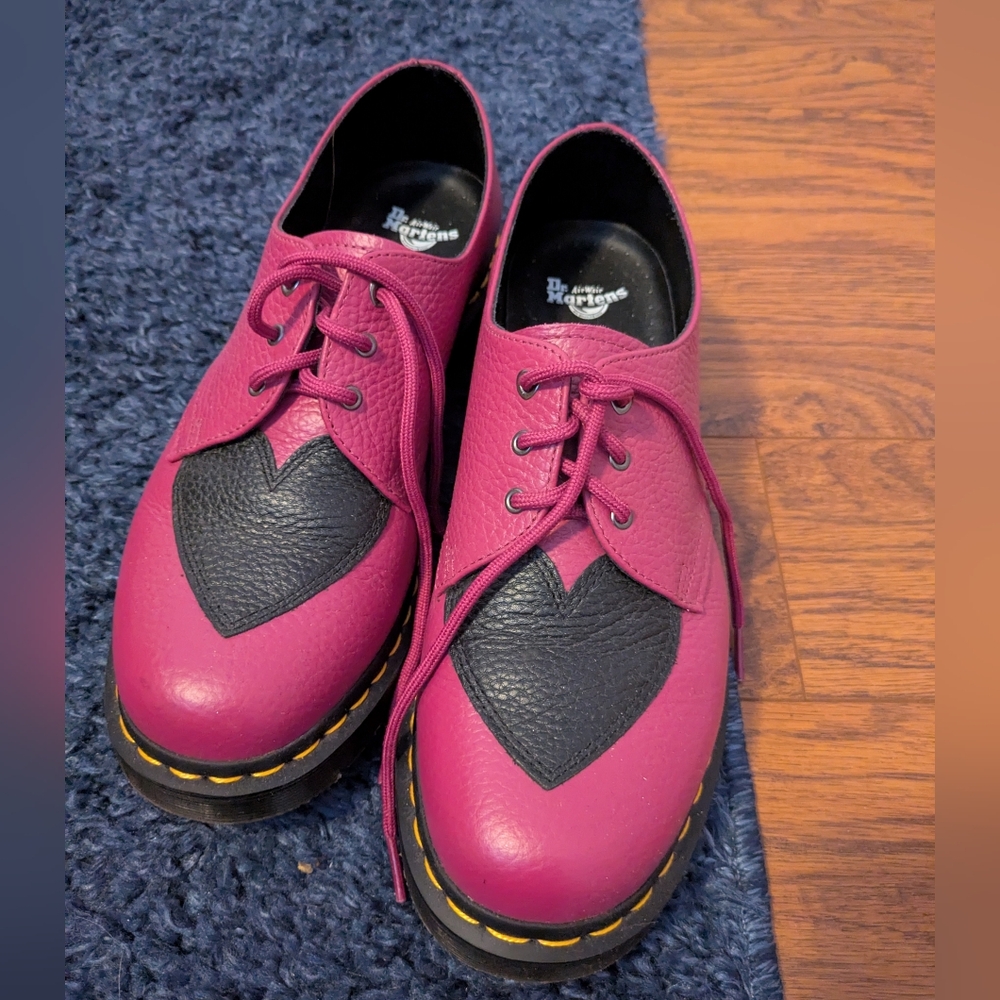 Dr. Martens Pink and Black Heart Oxfords